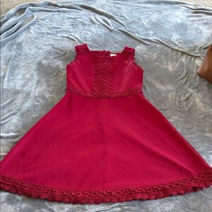 Rare Editions Kids Dress in Deep Red Lace